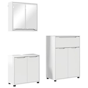 vidaXL Bathroom Furniture Set 3 pcs High Gloss White Engineered Wood