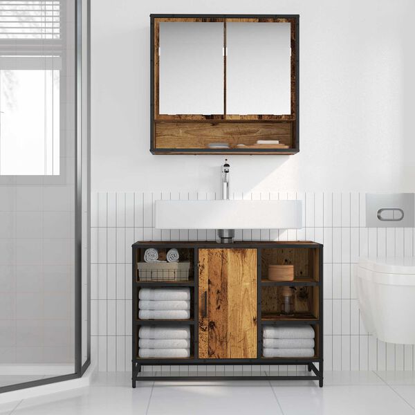 vidaXL Bathroom Cabinet Old Wood 80 x 33 x 60 cm Engineered Wood