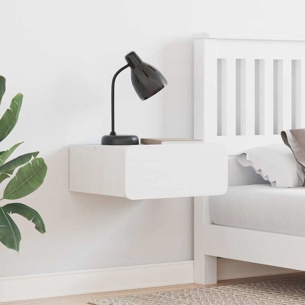 vidaXL Bedside Table White 39 x 34 x 16.5 cm Solid pine wood