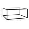 vidaXL Coffee Table Black with Tempered Glass 80x80x35 cm