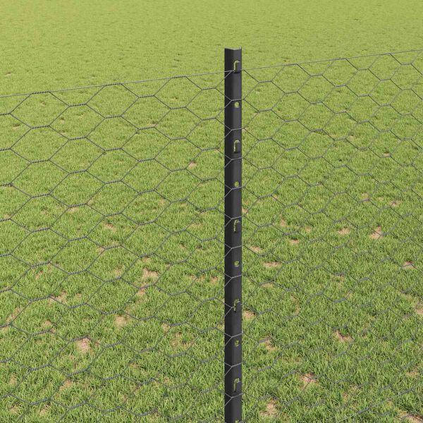 vidaXL Fence with Post Grey 1.5 x 50 m Steel and PVC
