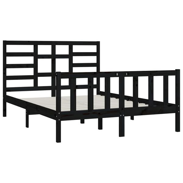vidaXL Bed Frame without Mattress Black 150x200 cm King Size Solid Wood