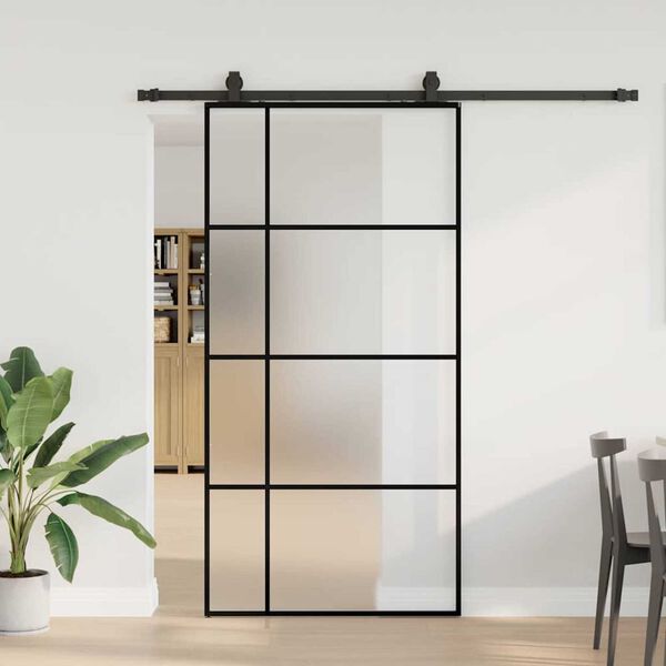 vidaXL Sliding Door with Hardware Set Black 102.5x205 cm ESG Glass