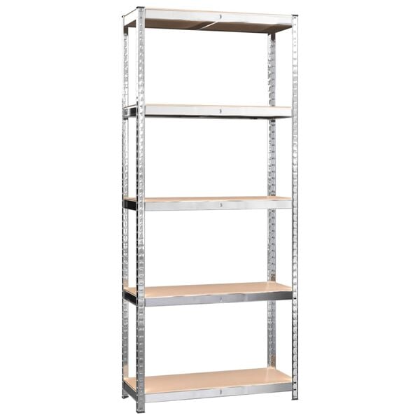 vidaXL 5-Layer Shelves 2 pcs Silver Steel&Engineered Wood