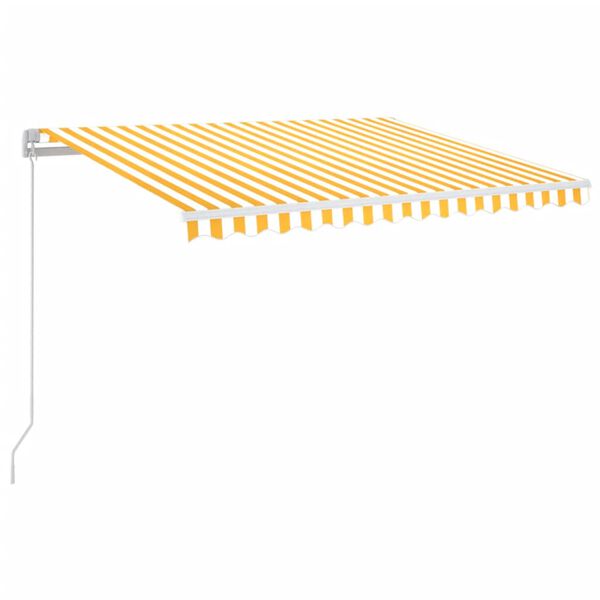 vidaXL Manual Retractable Awning with LED 350x250 cm Yellow and White