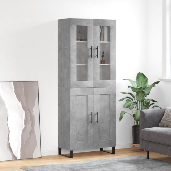 vidaXL Highboard Concrete Grey 69.5x34x180 cm Engineered Wood