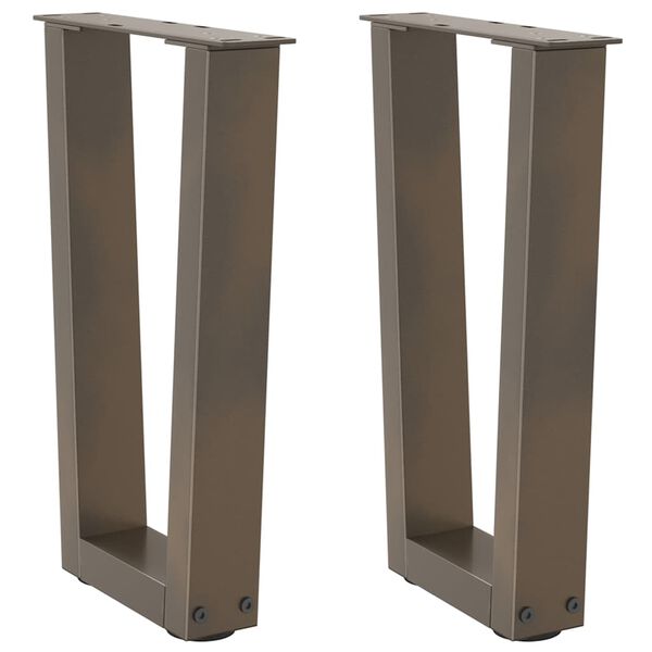 vidaXL Coffee Table Legs V-Shape 2 pcs Natural Steel 38x(42-43.3) cm Steel