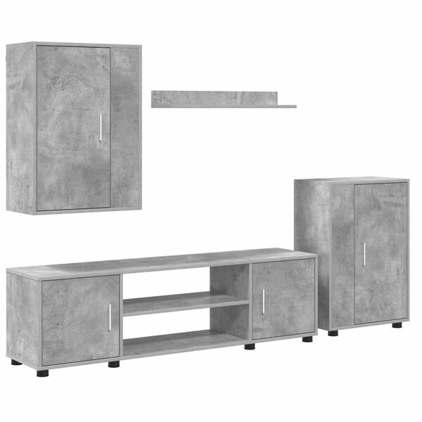 vidaXL TV Cabinet Set Wall-mounted 4 pcs Concrete Grey Engineered wood