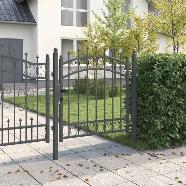 vidaXL Fence Gate with Spikes Grey 100 x 100 cm Powder-coated steel