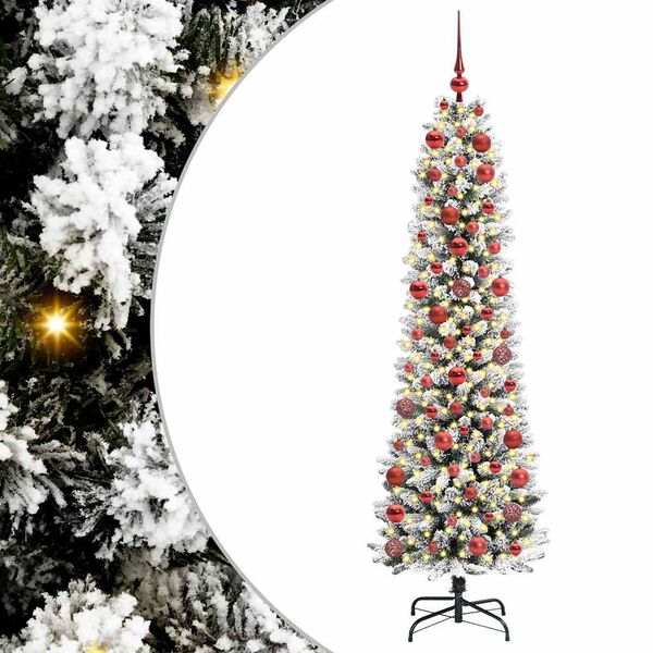 vidaXL Artificial Christmas Tree with 300 LEDs with Stand White 180 cm
