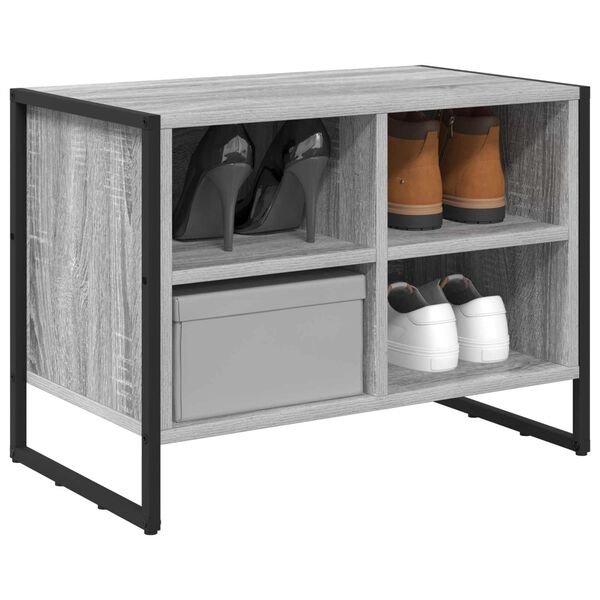 vidaXL Shoe Cabinet Grey Sonoma 60 x 35 x 44 cm Engineered Wood