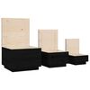 vidaXL Storage Boxes with Lids 3 pcs Black Solid Wood Pine