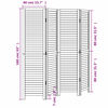 vidaXL Room Divider&nbsp;4 Panels White Solid Wood Paulownia