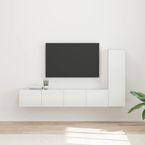 vidaXL TV Cabinet Set 3 pcs High Gloss White Engineered Wood