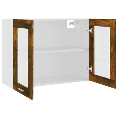 vidaXL Hanging Glass Cabinet Smoked Oak 80x31x60 cm Engineered Wood