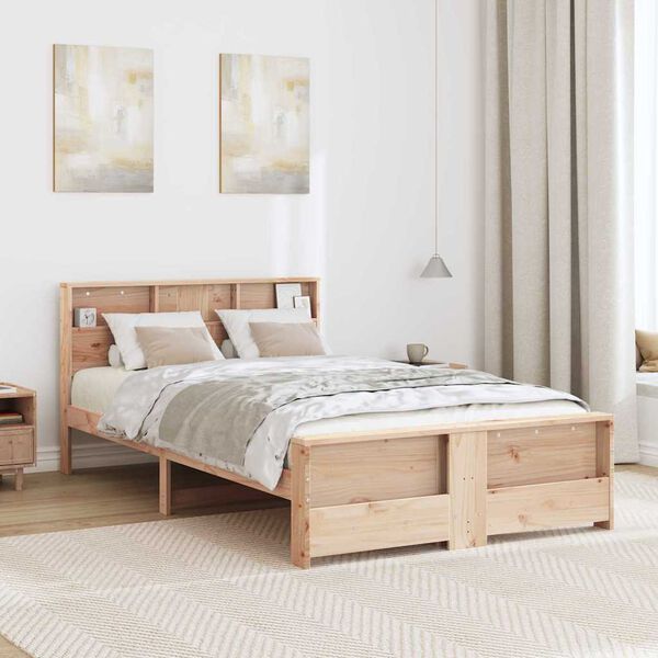 vidaXL Bed Frame with Headboard Brown 135 x 190 cm Engineered Wood