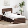 vidaXL Bed Frame with Headboard Brown Oak 90 x 190 cm Solid Pine Wood