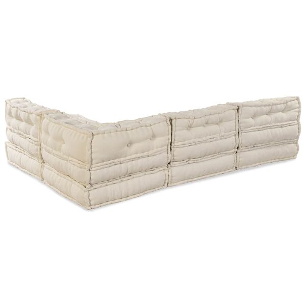 vidaXL Modular Sofa 4 pcs Cream Fabric