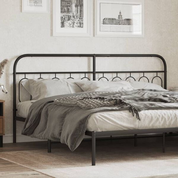 vidaXL Metal Replace Headboard Black 200 cm