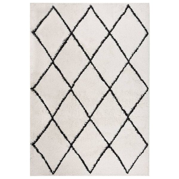 vidaXL Shaggy Rug High Pile Black and Cream 140x200 cm