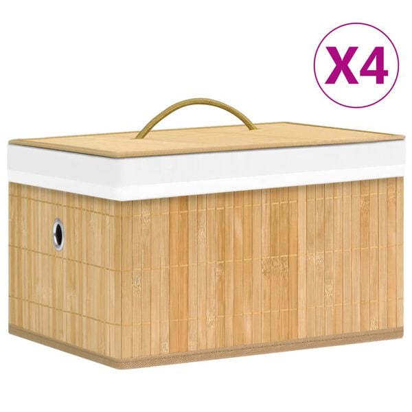 vidaXL Bamboo Storage Boxes 4 pcs