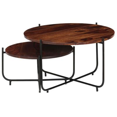 vidaXL Coffee Table Set 2 Pieces Solid Sheesham Wood 60x35 cm