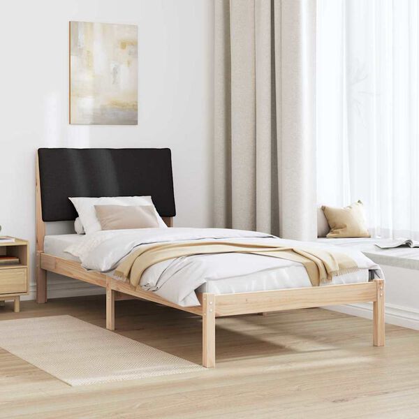vidaXL Bed frame Brown and black 90 x 190 cm Solid pine wood