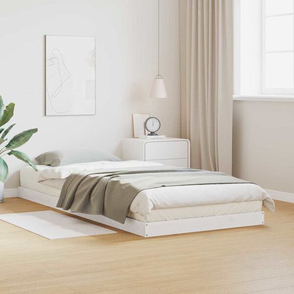 vidaXL Floor Bed Frame White 213.5 x 84 x 9 cm Solid Pine Wood