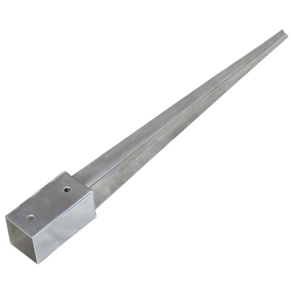 vidaXL Ground Spikes 2 pcs Silver 7x7x75 cm Galvanised Steel