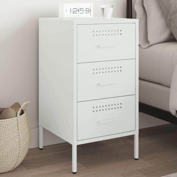vidaXL Bedside Cabinet White 36x39x68 cm Steel