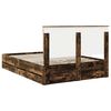 vidaXL Bed Frame with Drawer Smoked Oak 140 x 200 cm Engineer Wood