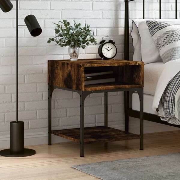 vidaXL Bedside Table Smoked Oak 40x41x50 cm Engineered Wood