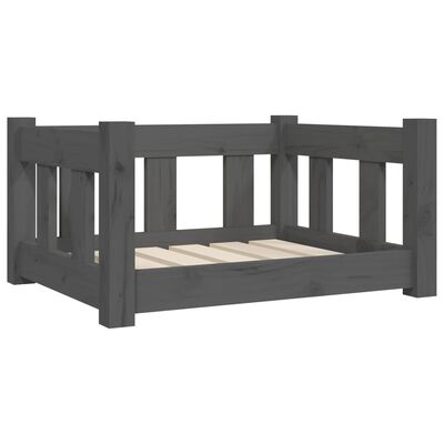 vidaXL Dog Bed Grey 55.5x45.5x28 cm Solid Wood Pine