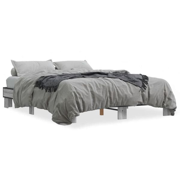 vidaXL Bed Frame without Mattress Grey Sonoma 150x200 cm King Size