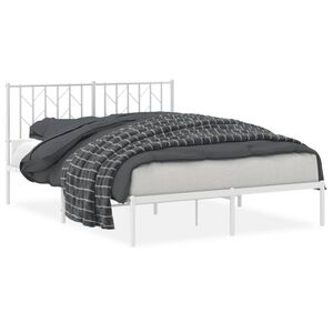 vidaXL Metal Bed Frame without Mattress with Headboard White 140x200cm