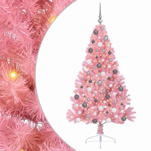 vidaXL Artificial Pre-lit Christmas Tree with 300 LEDs Pink 180 cm PVC
