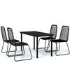 vidaXL 5 Piece Garden Dining Set Black