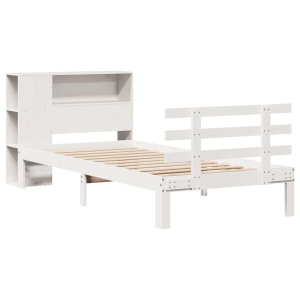vidaXL Bookcase Bed without Mattress White 90x190 cm Single Solid Wood Pine