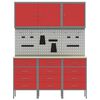 vidaXL Work Cabinet with Drawer with Lock 8 pcs Red 150 x 55 x 200 cm
