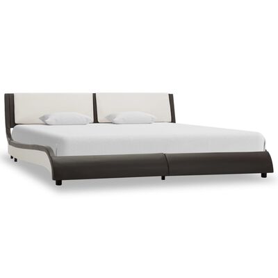 vidaXL Bed Frame Grey and White Faux Leather 150x200 cm 5FT King Size