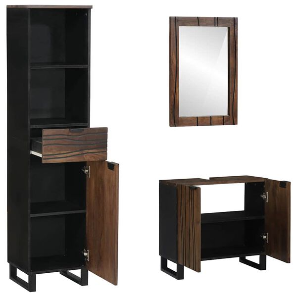 vidaXL Bathroom Furniture Set 3 pcs Walnut Brown Engineered Wood