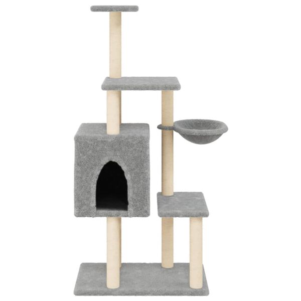 vidaXL Cat Tree with Sisal Scratching Posts Light Grey 131 cm