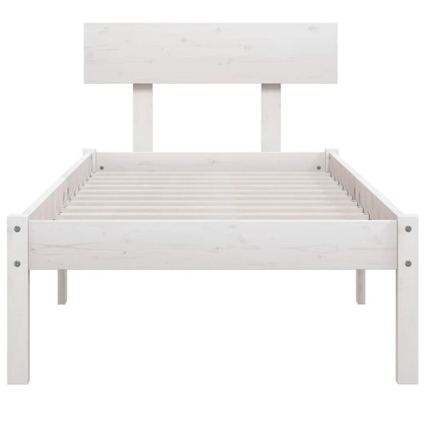 vidaXL Bed Frame without Mattress White Solid Wood 100x200 cm