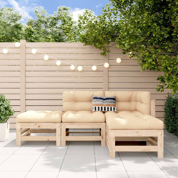 vidaXL 4 Piece Garden Lounge Set Solid Wood Pine