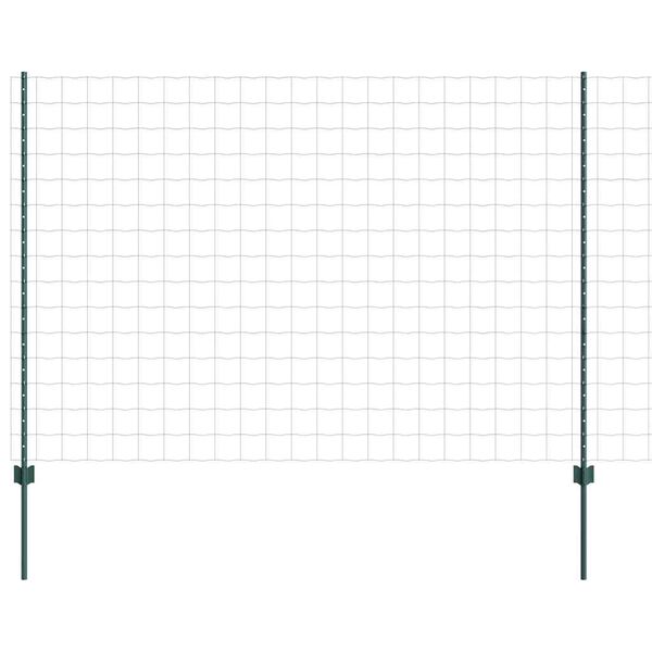 vidaXL Fence with Post Green 1.6 x 10 m Steel and PVC