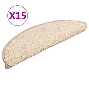 vidaXL Stair Mats 15 pcs 56x17x3 cm Cream Half Round