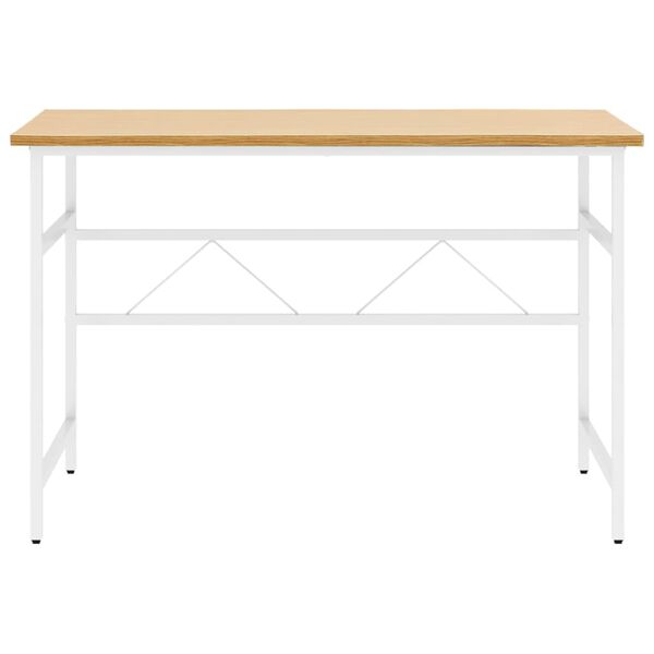 vidaXL Computer Desk White and Light Oak 105x55x72 cm MDF and Metal
