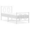 vidaXL Metal Bed Frame without Mattress with Footboard White 80x200cm
