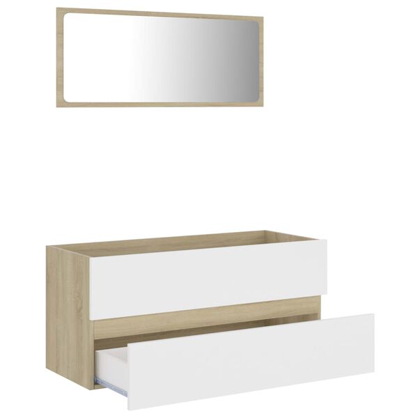 vidaXL 2 Piece Bathroom Furniture Set White and Sonoma Oak Engineered Wood