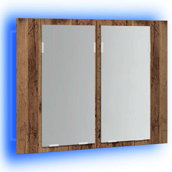 vidaXL LED Mirror Cabinet Old Wood 60x12x45 cm Engineered Wood